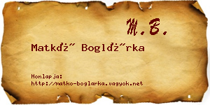 Matkó Boglárka névjegykártya